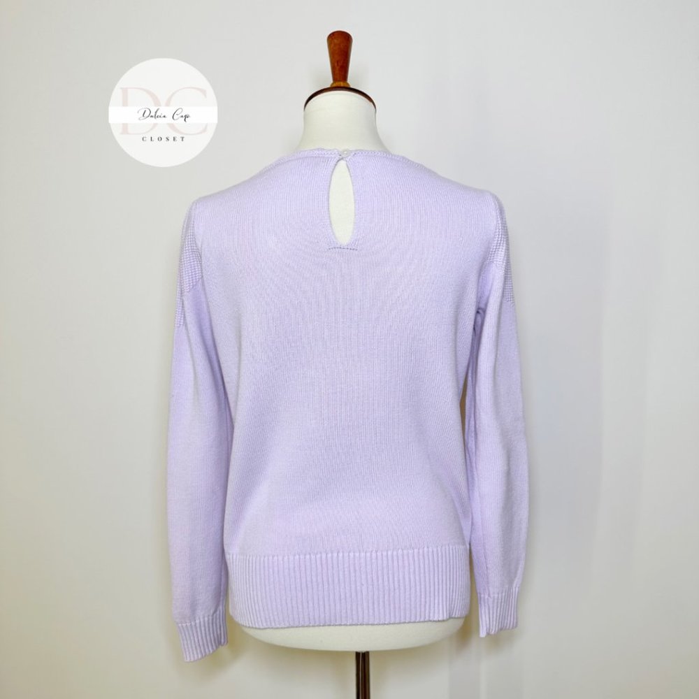 ANN TAYLOR LOFT 100% Cotton Lilac Sweater Size XS - Picture 3 of 7